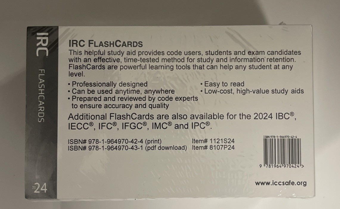 IRC Flash Cards 2024 By ICC International Code Council
