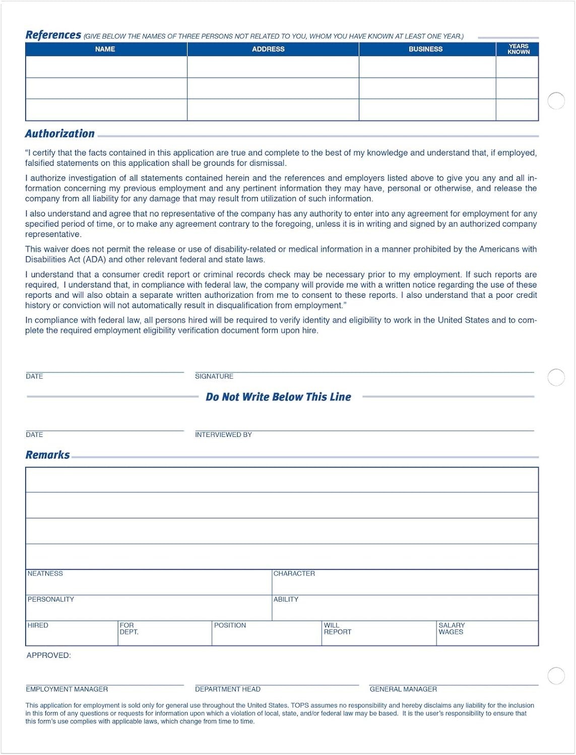 Efficient Employment Application Forms, 8.5 X 11 Inches, Legal Compliant, 2-Pack