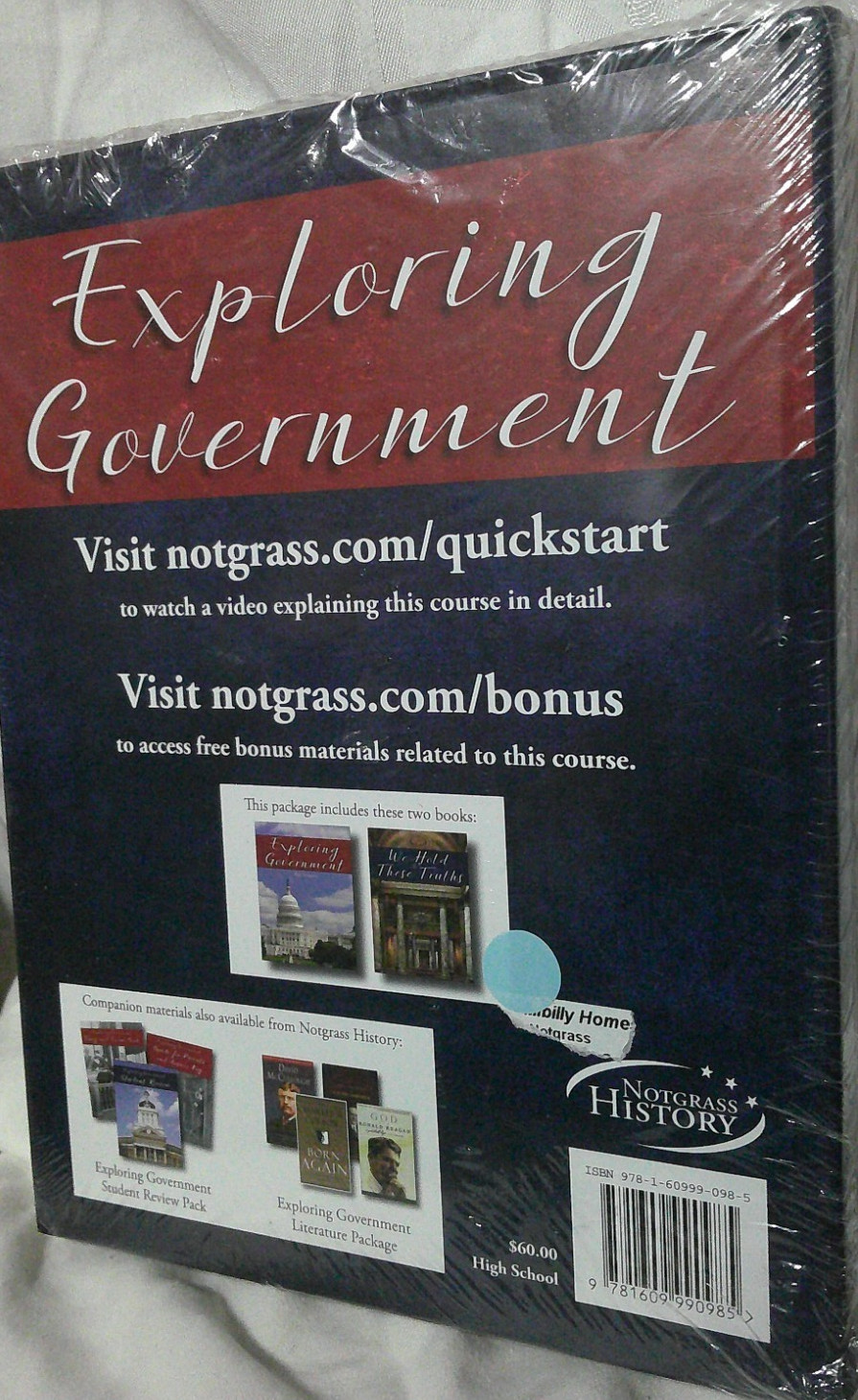 NOTGRASS EXPLORING GOVERNMENT•TEXTBOOK SET, BRAND NEW, IN PLASTIC WRAP+free book