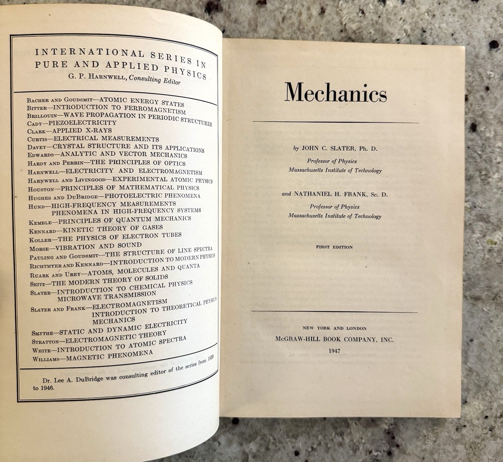 VTG 1947 Mechanics 1st Edition by Slater & Frank HC VG