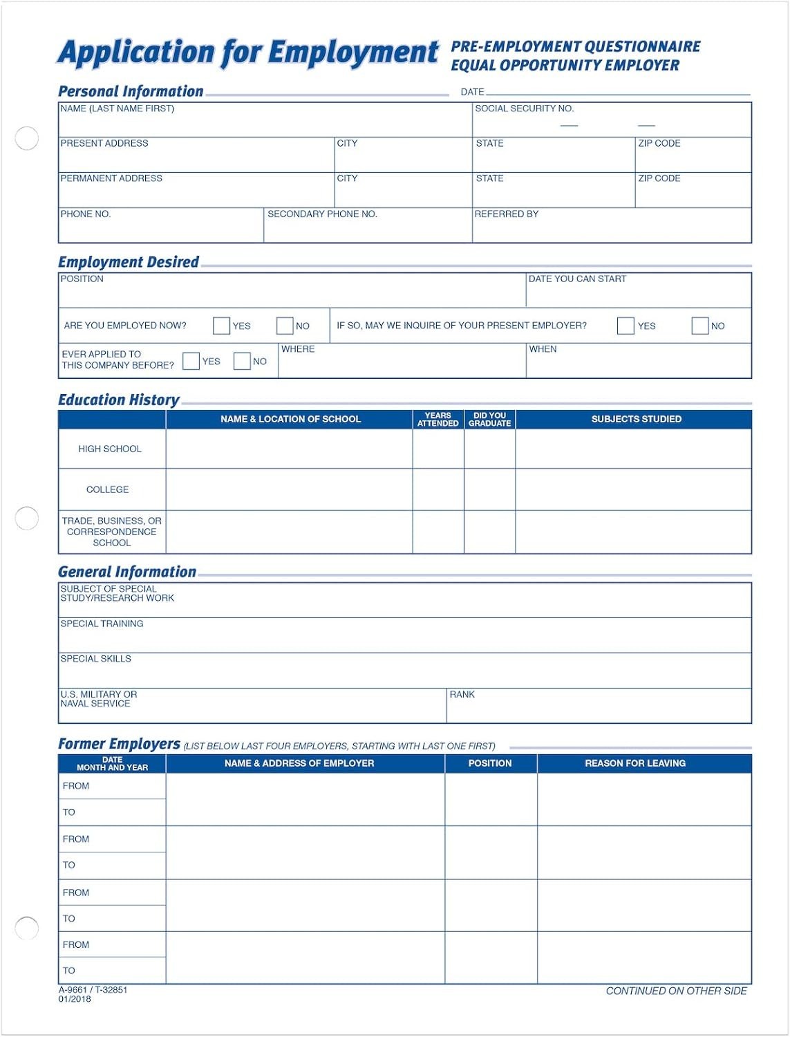 Efficient Employment Application Forms, 8.5 X 11 Inches, Legal Compliant, 2-Pack
