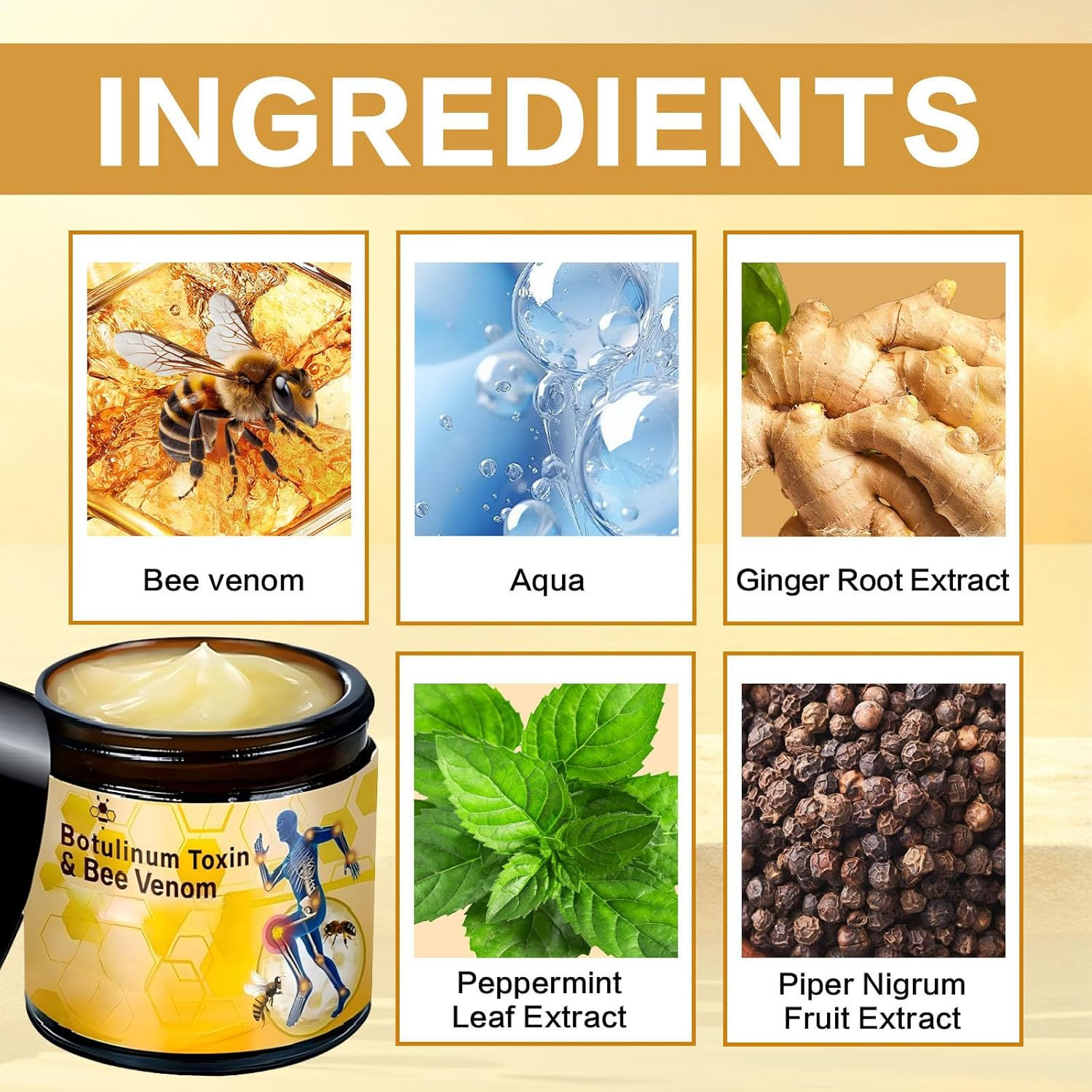 Botulinum Toxin & Bee Venom Bone Healing Cream,Soothing Joint Muscle Rub for Bac