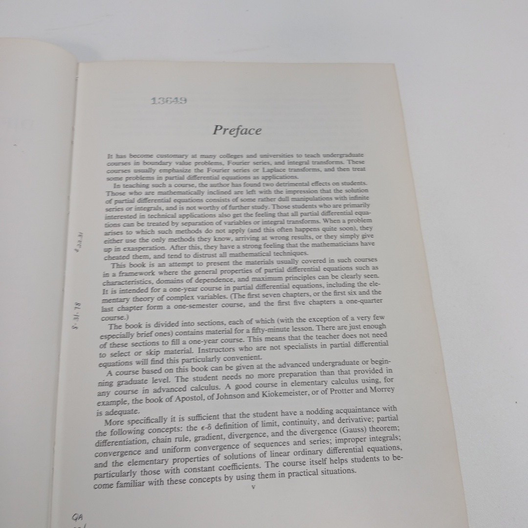 First Course in Partial Differential Equations By H.F. Weinberger Hardcover 1965