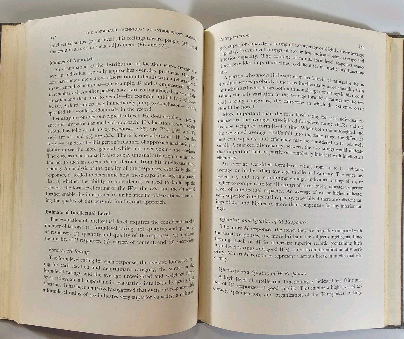 Rorschach Technique : An Introductory Manual (1962, Vintage Hardcover)