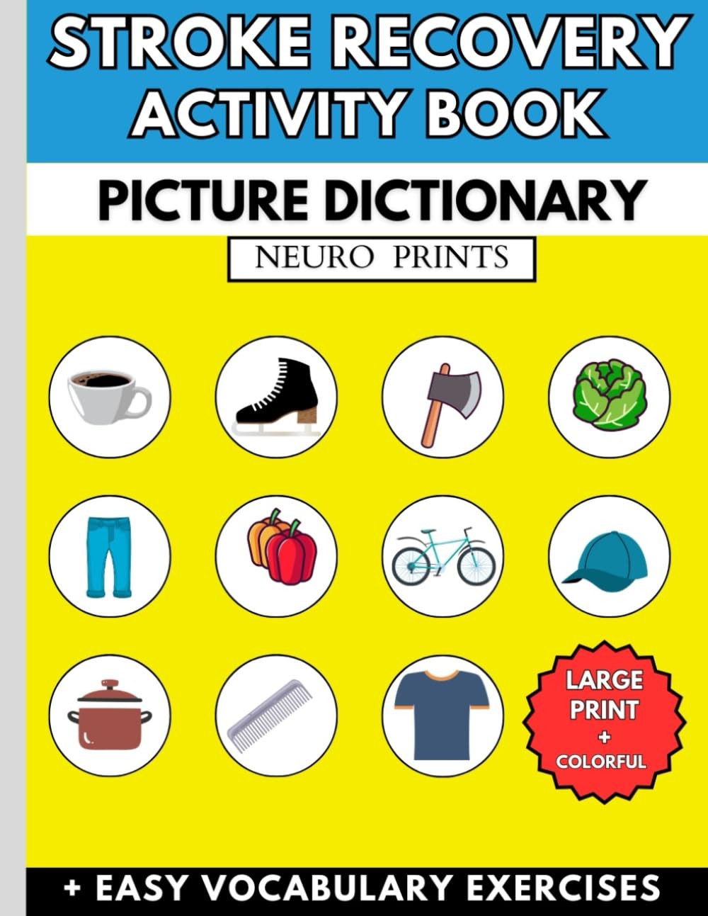 Stroke Recovery Activity Book Picture Dictionary Large Print Workbook with Pu…