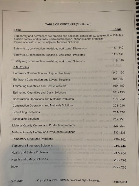 TestMasters Exam Prep PE Civil Engineering Construction vol 6