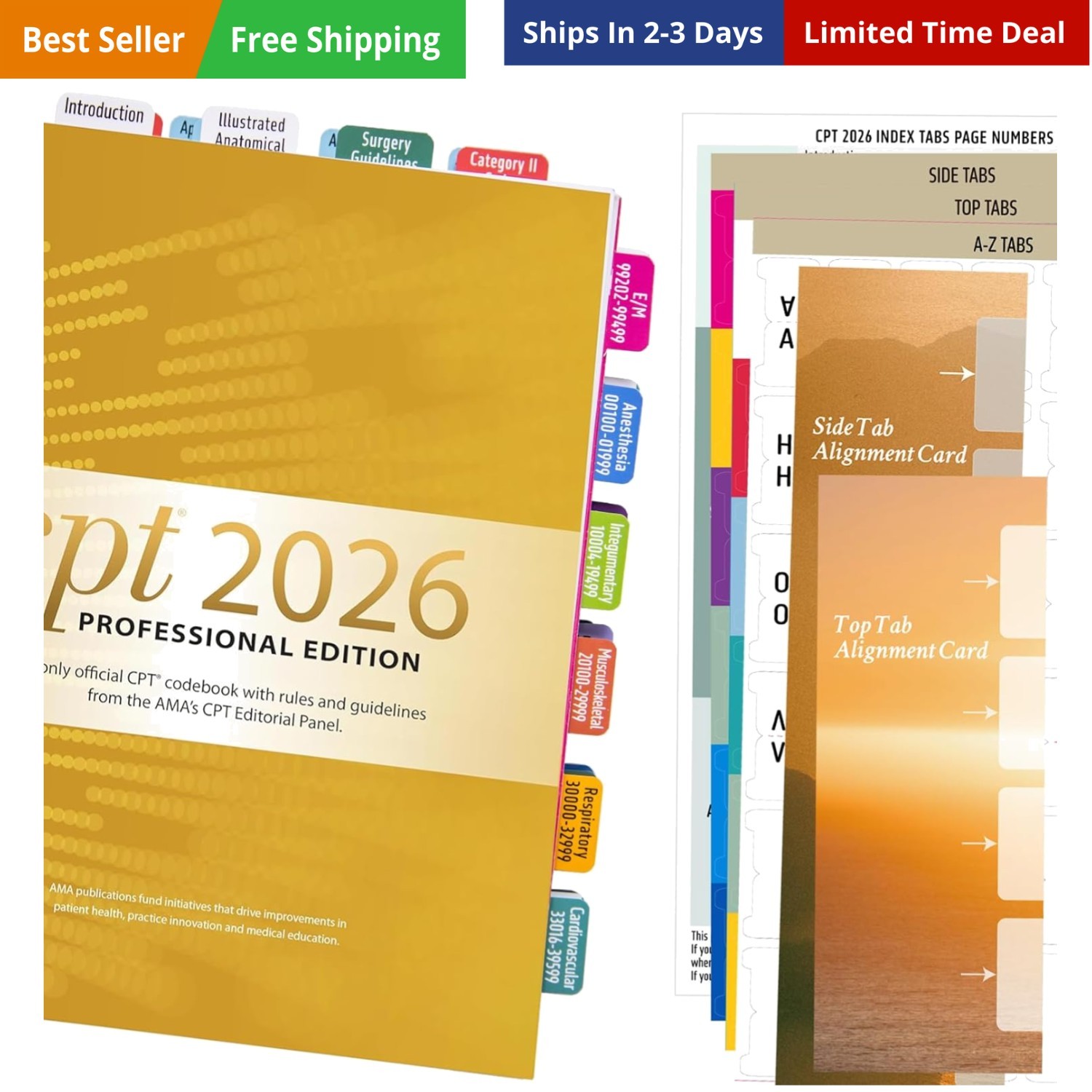 Index Tabs for CPT 2026 Professional Edition, Laminated and Color Coded Code …