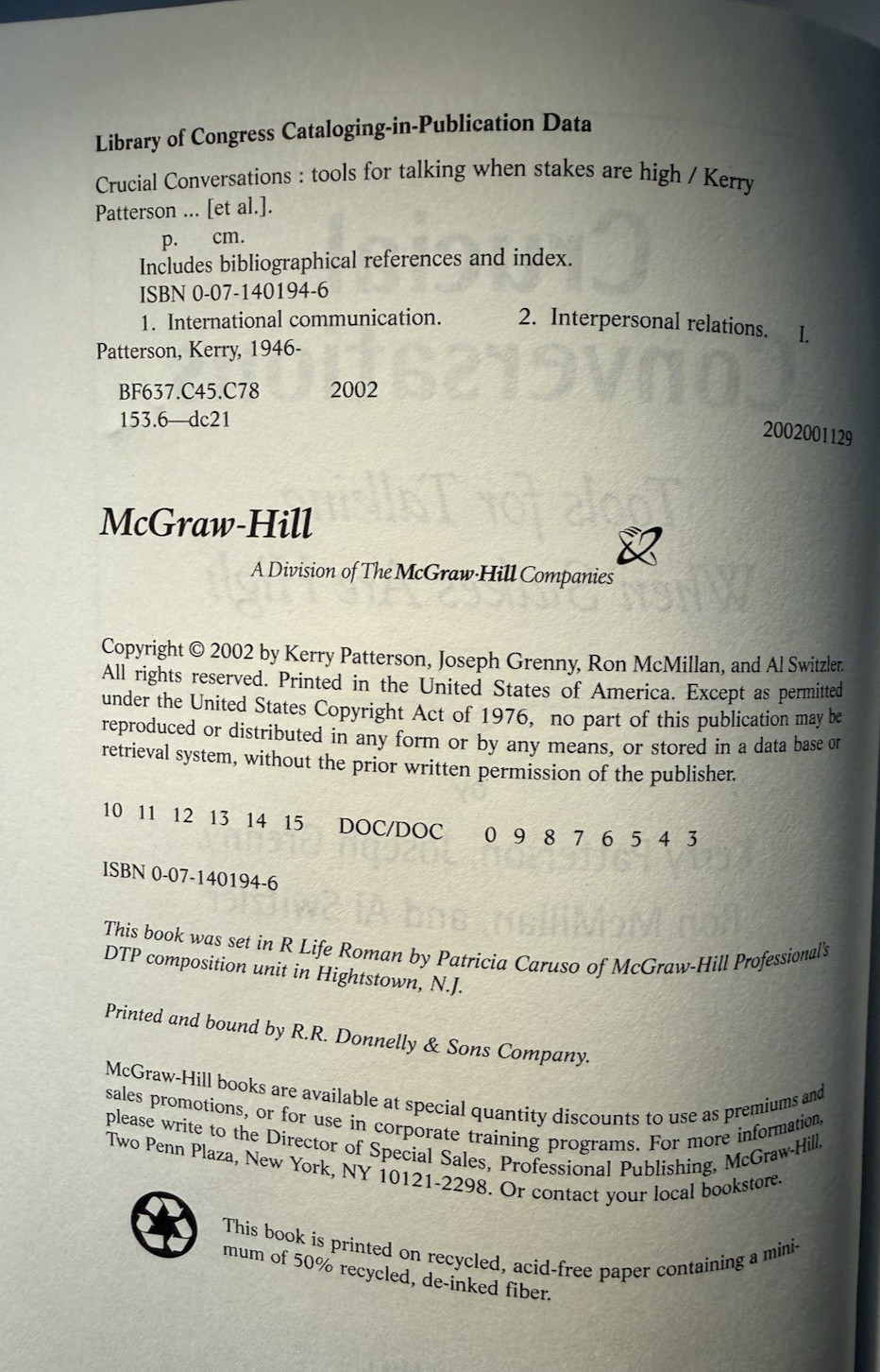 Crucial Conversations 2002 PB Patterson Grenny McGraw Hill Communication