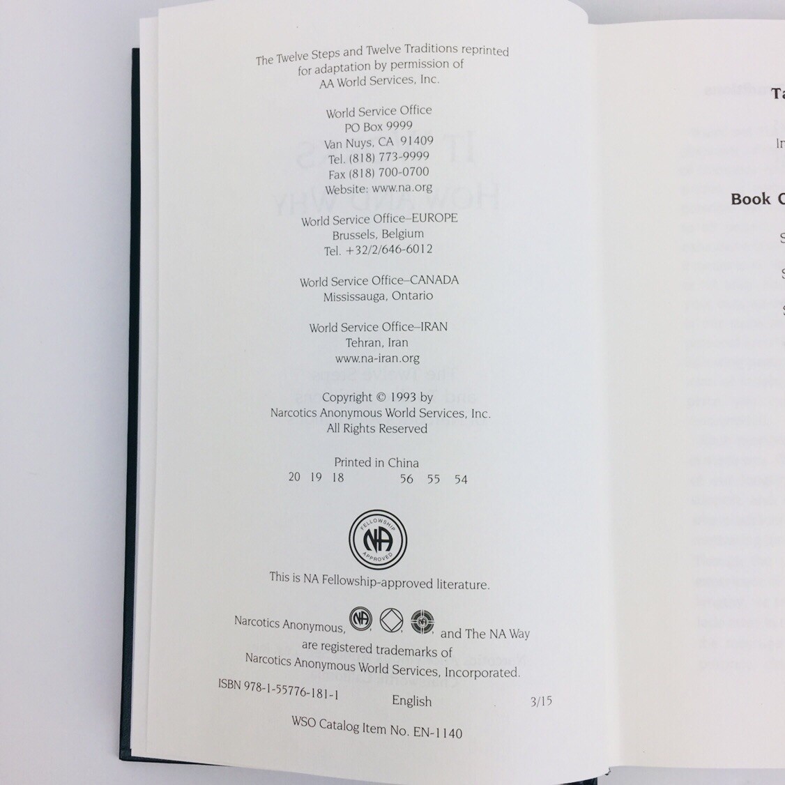 It Works How And Why Narcotics Anonymous Hard Cover NA English 1993
