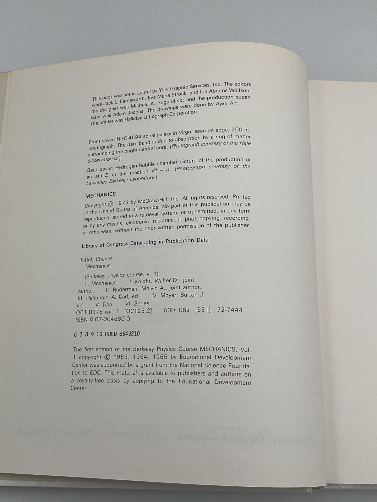 Vintage Mechanics Berkeley Physics Course Vol 1 Kittel McGraw-Hill White HC 1973