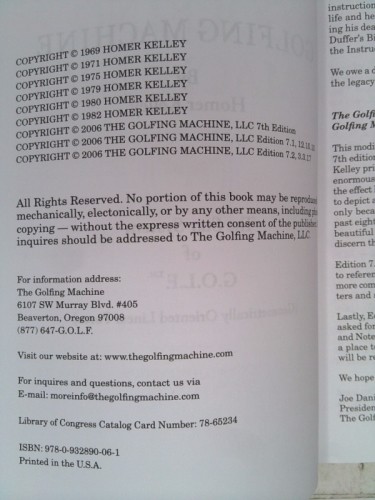 The Golfing Machine Edition 7.2 Soft Cover Only by Homer Kelley