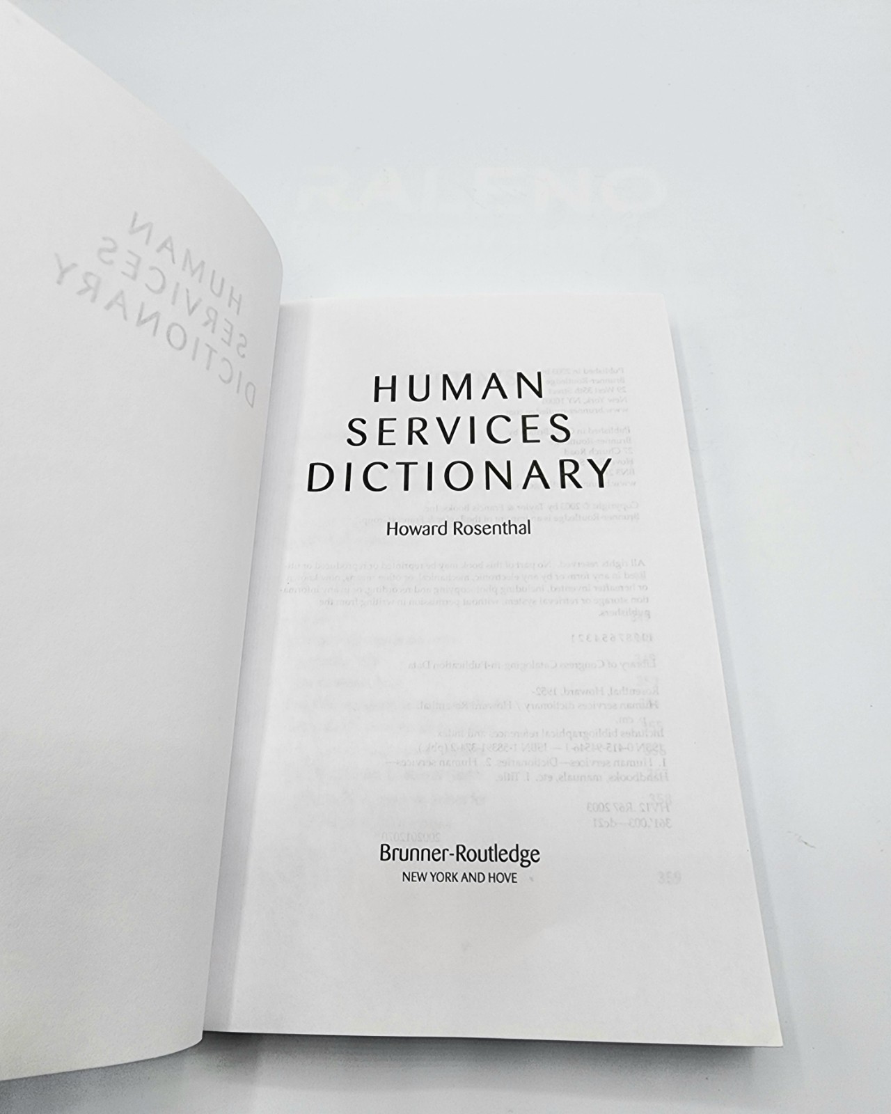 Human Services Dictionary – paperback, 9781583913741, Howard Rosenthal