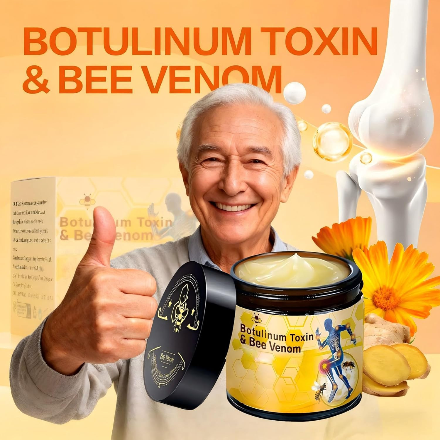Botulinum Toxin & Bee Venom Bone Healing Cream,Soothing Joint Muscle Rub for Bac